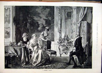 Print 1891 Wealthy Patient Man Sitting Chair Women