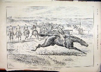 Print 1892 Horse Racing Wrong Way Race-Course Jock