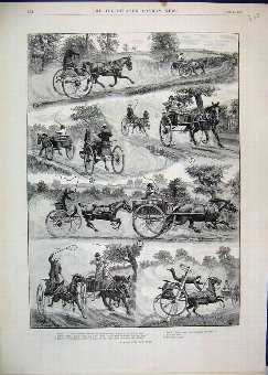 Print 1893 Horses Racing Carriage Fitzowl Yokel Ol