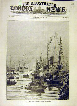 Print 1894 German Emperor Cowes Fleet Ships Naval 