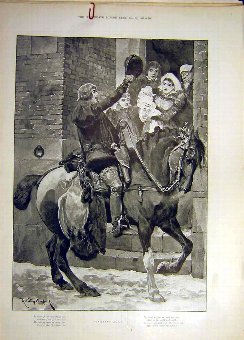 Print 1895 Christmas Loot Man Horse Rider Woodvill