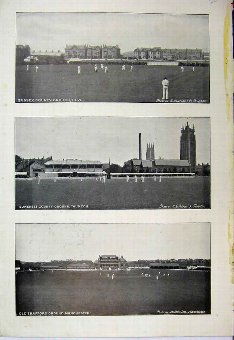 Print 1895 Cricket Sussex Ground Taunton Trafford 