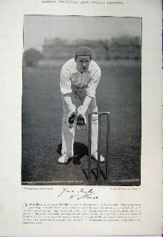 Print 1895 Cricket Photograph Storer Peate Bowler 