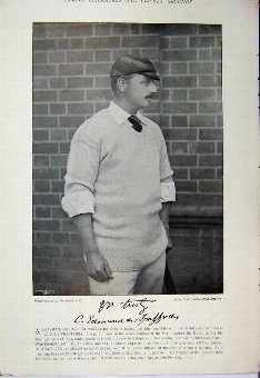 Print 1895 Cricket Phototgraph Edmund Trafford Joh