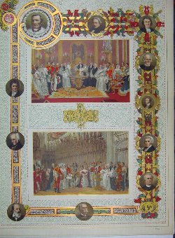 Print 1897 Portrait Men Queen Christening Baby Col