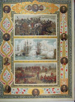 Print 1897 Portrauts Men War Ships Soldiers Battle