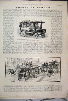 Print 1898 Omnibus Oxford Circus Ealing De Dion Mo