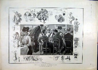 Print 1902 Holiday Sketches Switzerland Dinner Par