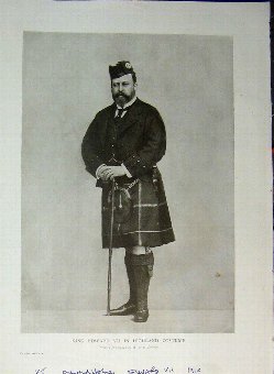 Print 1910 King Edward Vii Highland Costume Kilt H