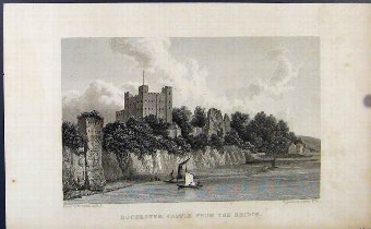 Print Fine Art Rochester Castle Bridge C1849 13A77
