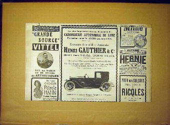 Print Advert Gauthier Automobile Motor-Car Old 191