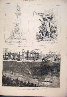 Print 1888 Monument Gambetta Paris France Bedford