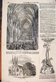Print 1848 Worcester Cathedral Festival Ewell Chur