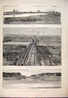 Print 1889 Barrage Works Egypt Manoufieth Canal Da