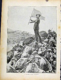 Print Boer War By Richard Danes White Flag Inciden