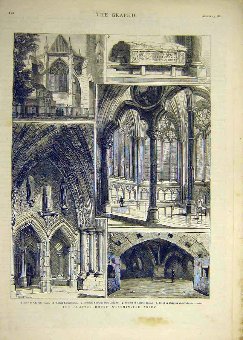 Print 1881 Chapter House Westminster Abbey Buildin