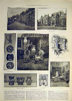 Print 1888 Somerset Clevedon Court Potters Elston