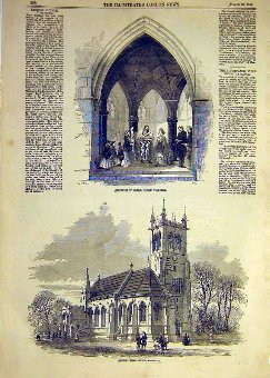 Print 1858 Baptistry Escrick Church Yorkshire 1279
