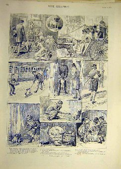Print 1889 Jim Adventures Sketches Dog Tales Story