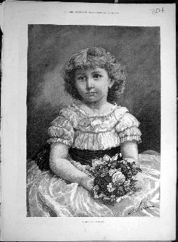 Print 1884 Waiting-Partner Walker Child Girl Posy