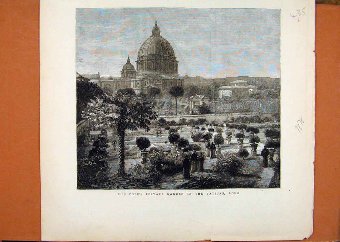 Print Popes Private Garden Vatican Rome C1878 Lond