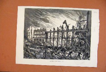 Print Fire In Wood Street City C1882 Illustrated L