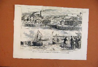 Print C1883 Opening New Lock Water Channel Sunderl
