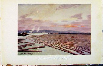Print Colour Sweden 1927 Timber On River Angerman