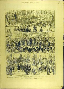 Print 1882 Prince Princess Wales Bradford Sketches