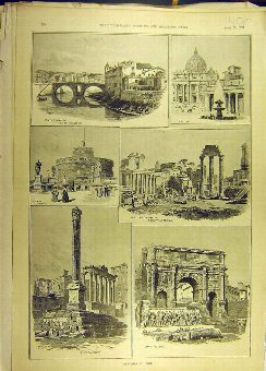 Print 1893 Sketches Rome Italy Basilica Temple Sev