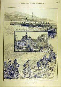 Print 1886 Shooting Party Auchmore Scotland Sport