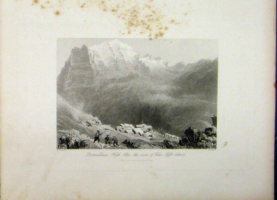 Print 1844 Dormeilleuse Alps Felix Neffs Labours M