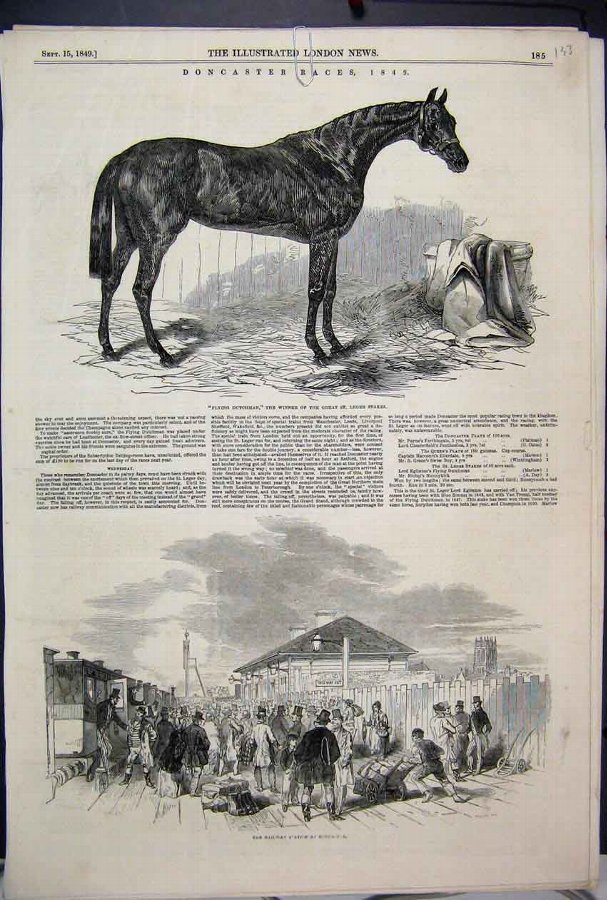 Print 1849 Doncaster Races Flying Dutchman Railway