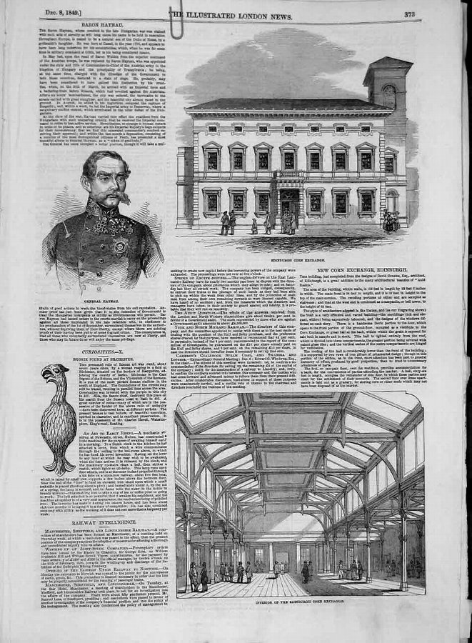 Print 1849 Edinburgh Corn Exchange Building Haynau