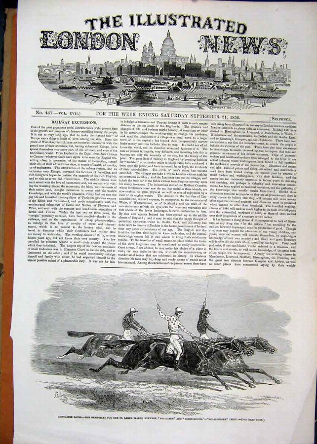 Print 1850 Doncaster Races St Leger Stakes Horse V