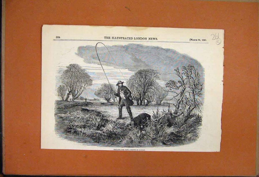 Print 1850 Trolling For Jack The Big Fish Rod Rive