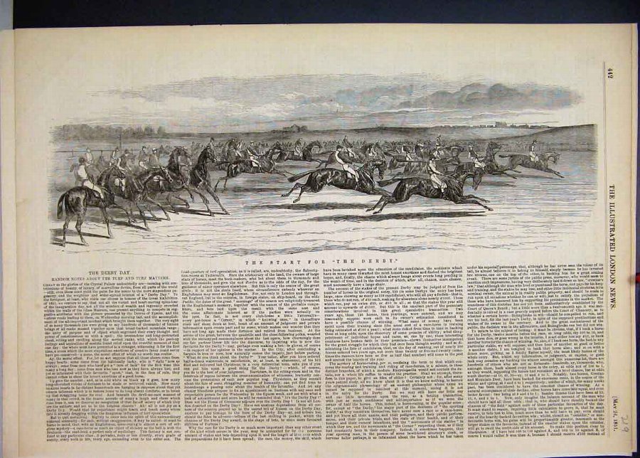 Print 1851 Derby Horse Race Jumping Animals 19MAR1