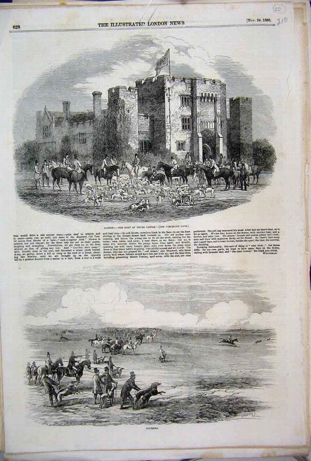 Print 1855 Fox Hunting Hever Castle Coursing Horse