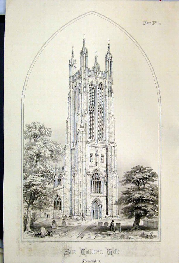 Print 1855 Saint Mary Magdalene Church Somersetshi
