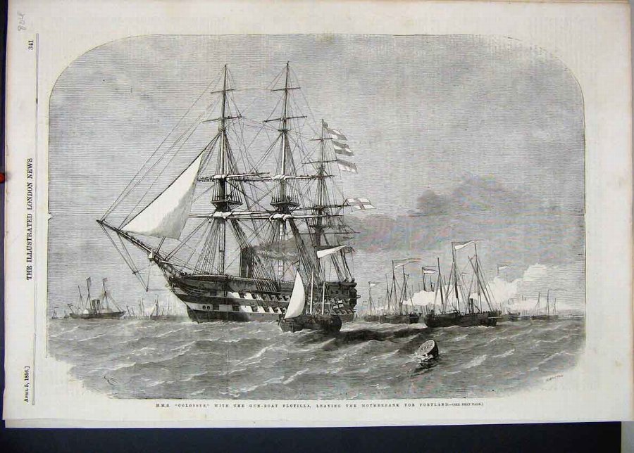 Print 1856 Colossus Gun Boat Flotilla Motherbank P