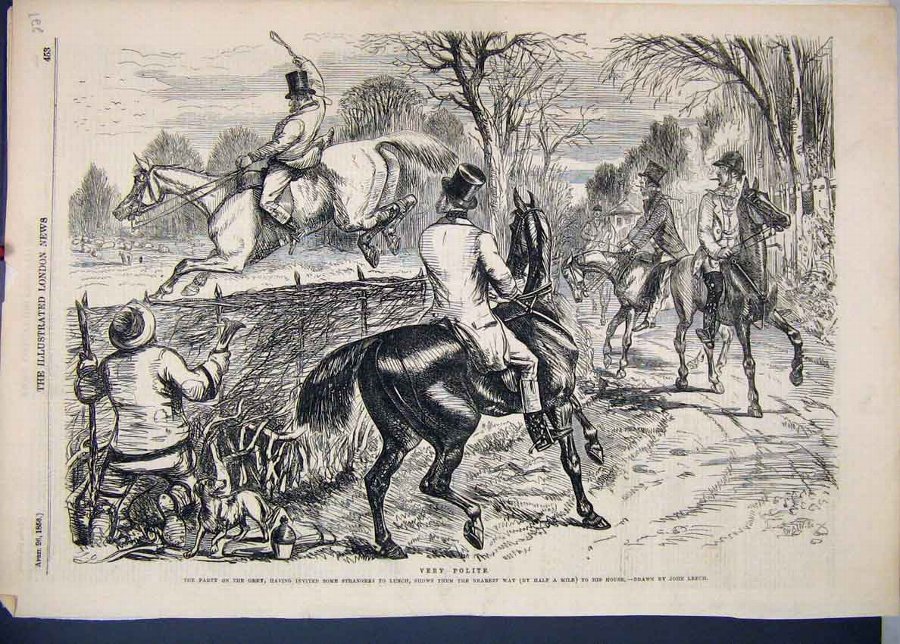 Print 1856 Horses Jumping Party Dog Beautiful 27MA