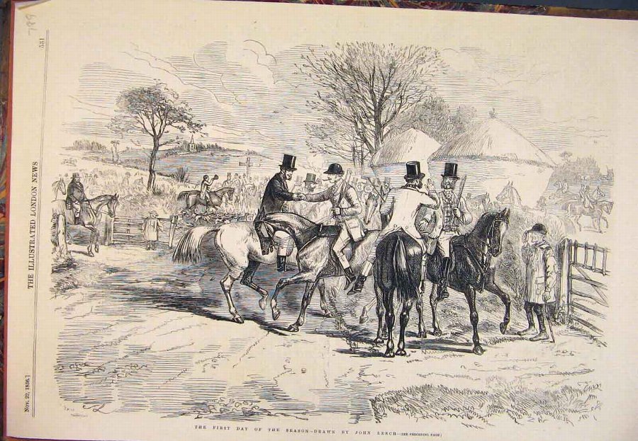 Print 1856 Hunting Season Leech Huntsmen Meet Houn