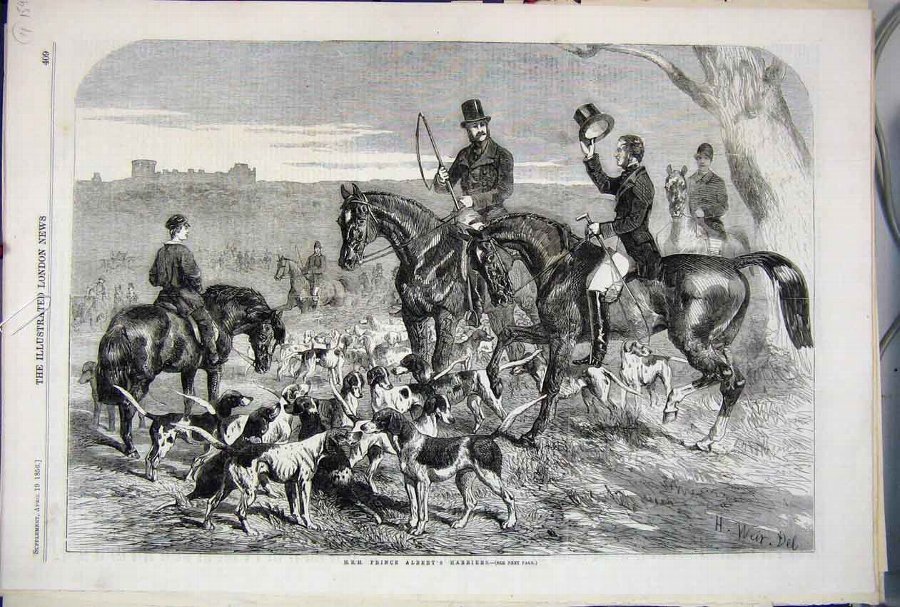 Print 1856 Prince Albert Harriers Fox Hunting Hors