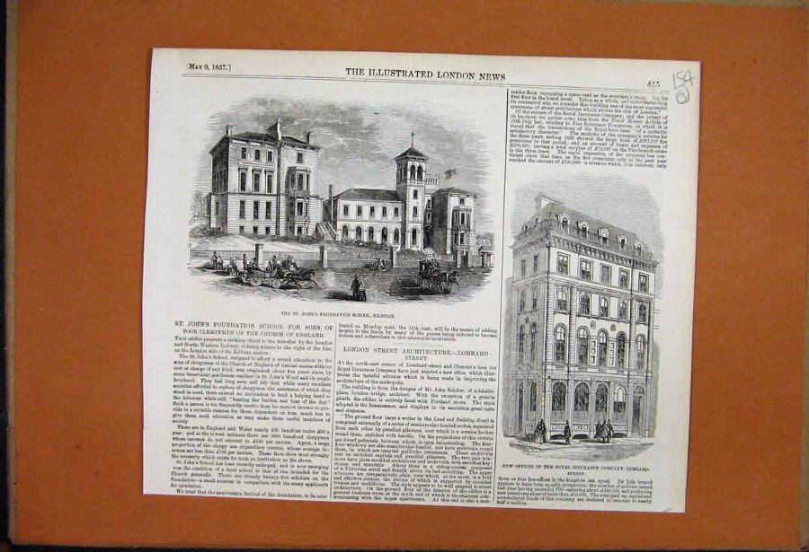Print 1857 St Johns Kilburn Royal Insurance Co Lom