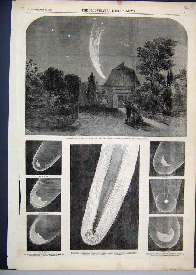 Print 1858 Danati Comet Cambridge Observatory 43MA