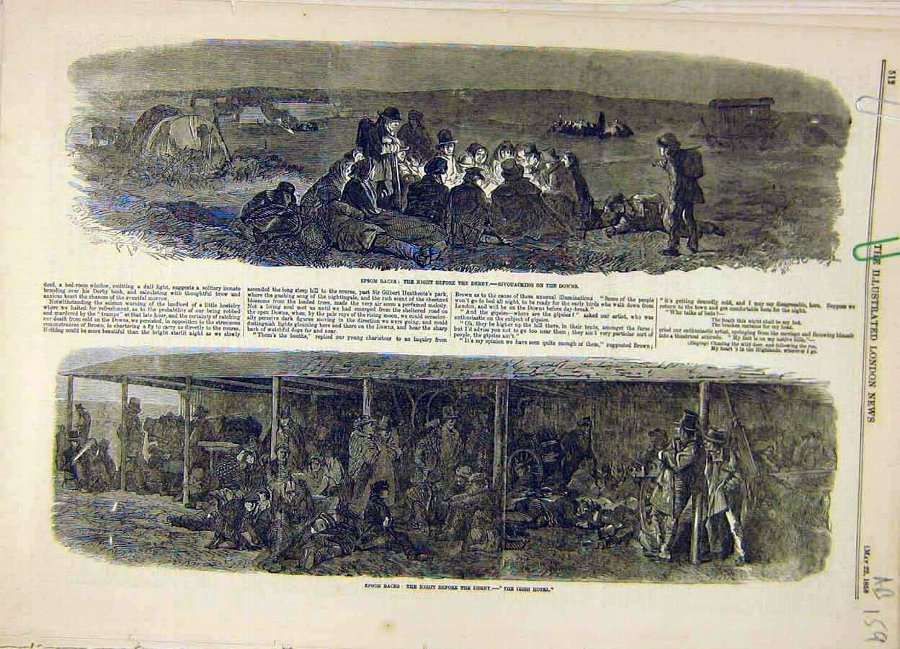 Print 1858 Epsom Races Derby People Gipsy Quarter 