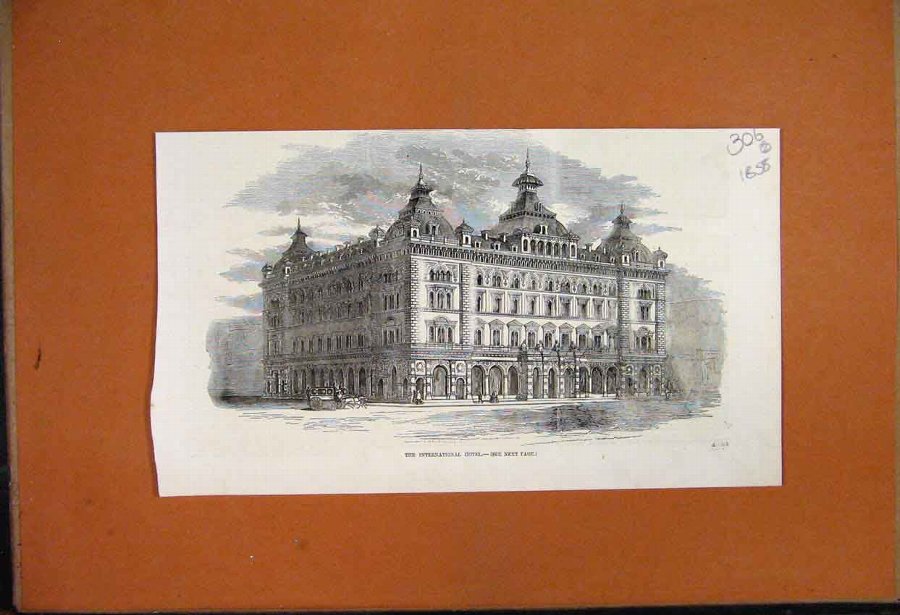 Print 1858 International Hotel Exterior Building O