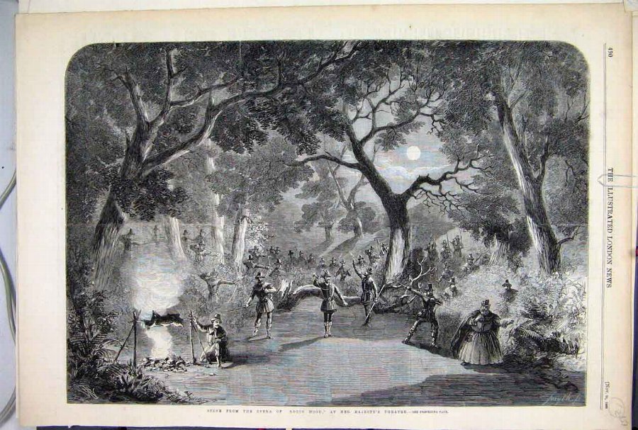 Print 1860 Scene Opers Robin Hood Her Majesty Thea