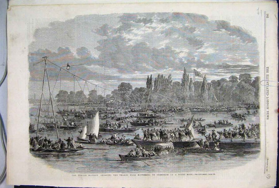 Print 1861 Female Blondin Thames Battersea Cremorn