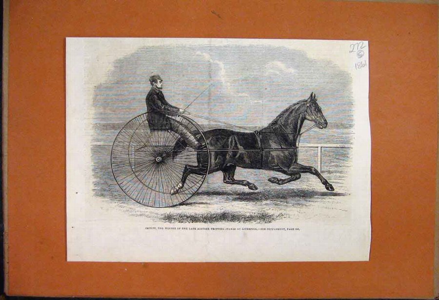Print 1861 Jackey Winner Aintree Trotting Race Liv